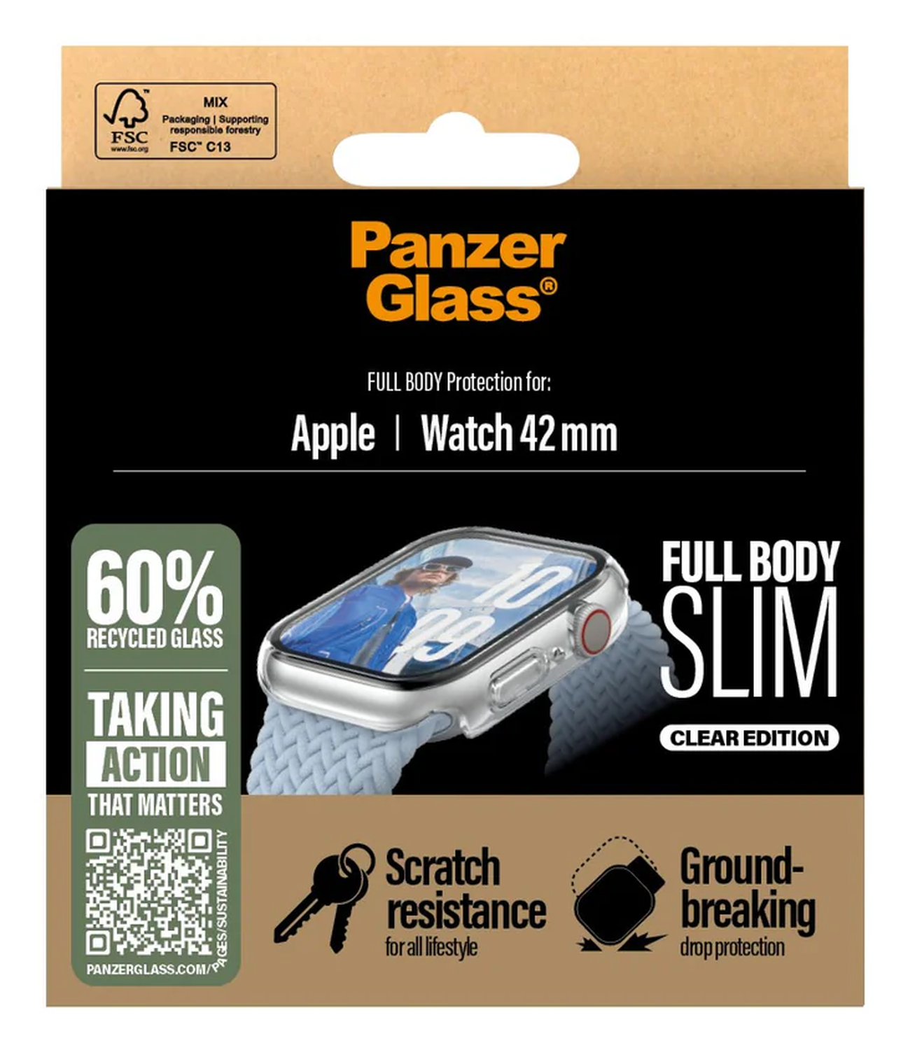 PanzerGlass Full Body Slim Apple Watch 10 42MM Screen Protector Transparant afbeelding 4