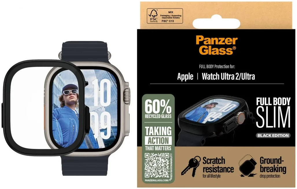 PanzerGlass Full Body Slim Apple Watch Ultra (2) Screen Protector Zwart afbeelding 1