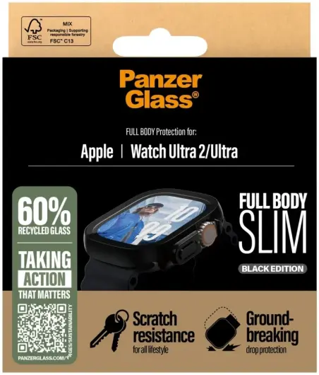 PanzerGlass Full Body Slim Apple Watch Ultra (2) Screen Protector Zwart afbeelding 4