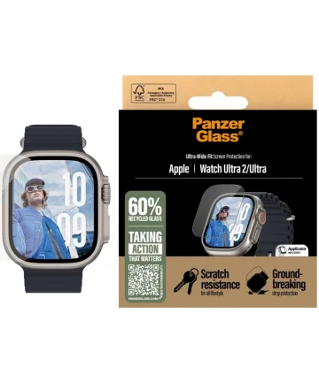 PanzerGlass Ultra Wide - Apple Watch Ultra / Ultra 2 Screen Protector - met Tray Screen Protectors