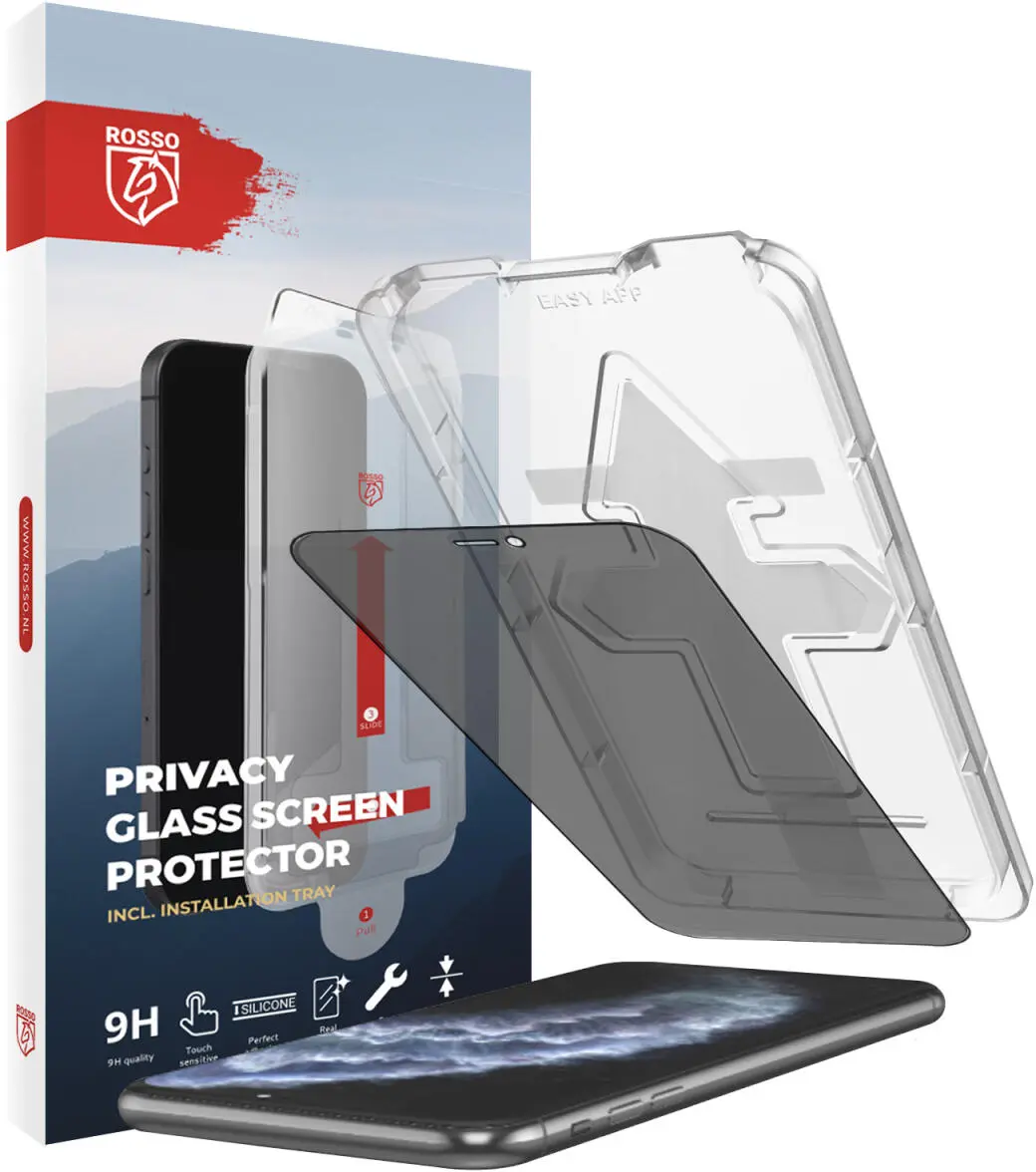 Rosso iPhone 11 Pro Max Privacy Glass Screen Protector met Installatietray afbeelding 1