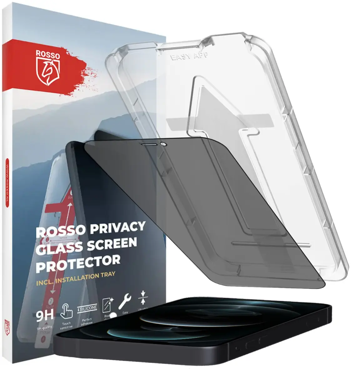 Rosso Apple iPhone 12 Pro Max Privacy Glass met Installatietray afbeelding 1