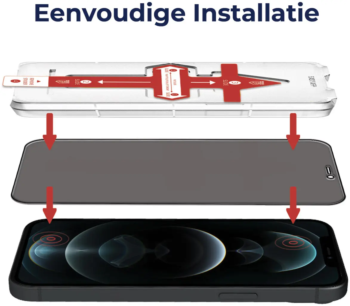 Rosso Apple iPhone 12 Pro Max Privacy Glass met Installatietray afbeelding 3