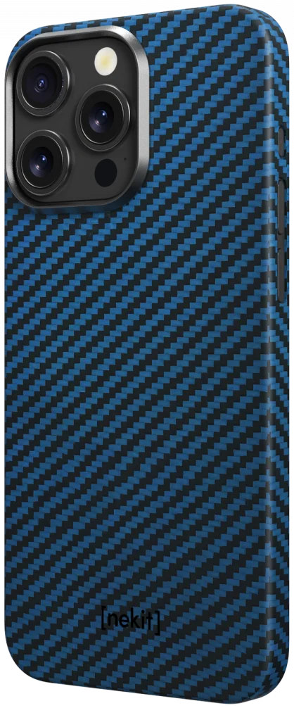 NEKIT Fiber Apple iPhone 14 Pro Hoesje MagSafe Kevlar Back Cover Dun Blauw afbeelding 14