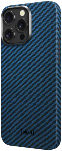 NEKIT Fiber Apple iPhone 14 Pro Hoesje MagSafe Kevlar Back Cover Dun Blauw afbeelding 14