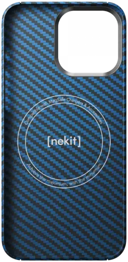 NEKIT Fiber Apple iPhone 14 Pro Hoesje MagSafe Kevlar Back Cover Dun Blauw afbeelding 16
