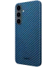 Nekit Fiber Samsung Galaxy S24 Plus Hoesje MagSafe Kevlar Back Cover Dun Blauw