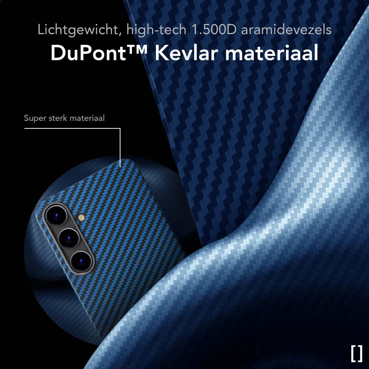 NEKIT Fiber Samsung Galaxy S24 Hoesje MagSafe Kevlar Back Cover Dun Blauw afbeelding 3