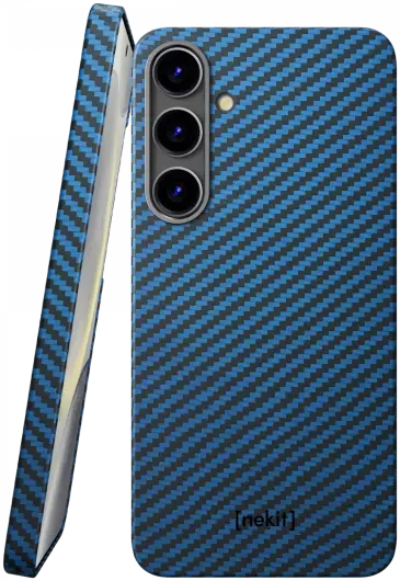 NEKIT Fiber Samsung Galaxy S24 Hoesje MagSafe Kevlar Back Cover Dun Blauw afbeelding 1