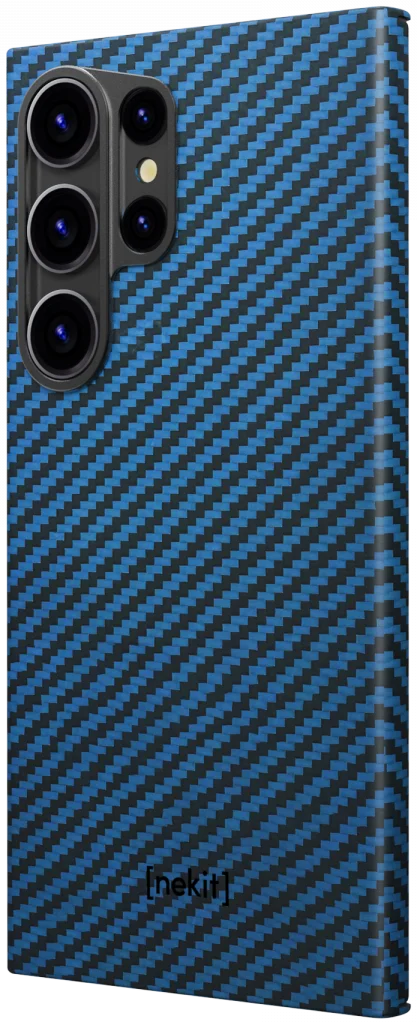 NEKIT Fiber Samsung Galaxy S23 Ultra Hoesje MagSafe Kevlar Back Cover Dun Blauw afbeelding 15