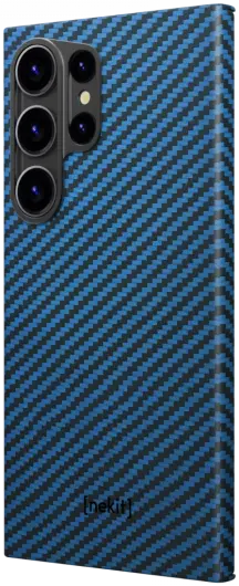 NEKIT Fiber Samsung Galaxy S23 Ultra Hoesje MagSafe Kevlar Back Cover Dun Blauw afbeelding 15