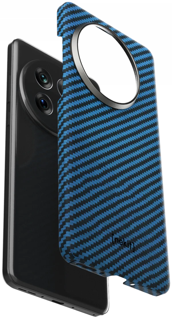 NEKIT Fiber OnePlus 13 Hoesje MagSafe Kevlar Back Cover Dun Blauw afbeelding 12