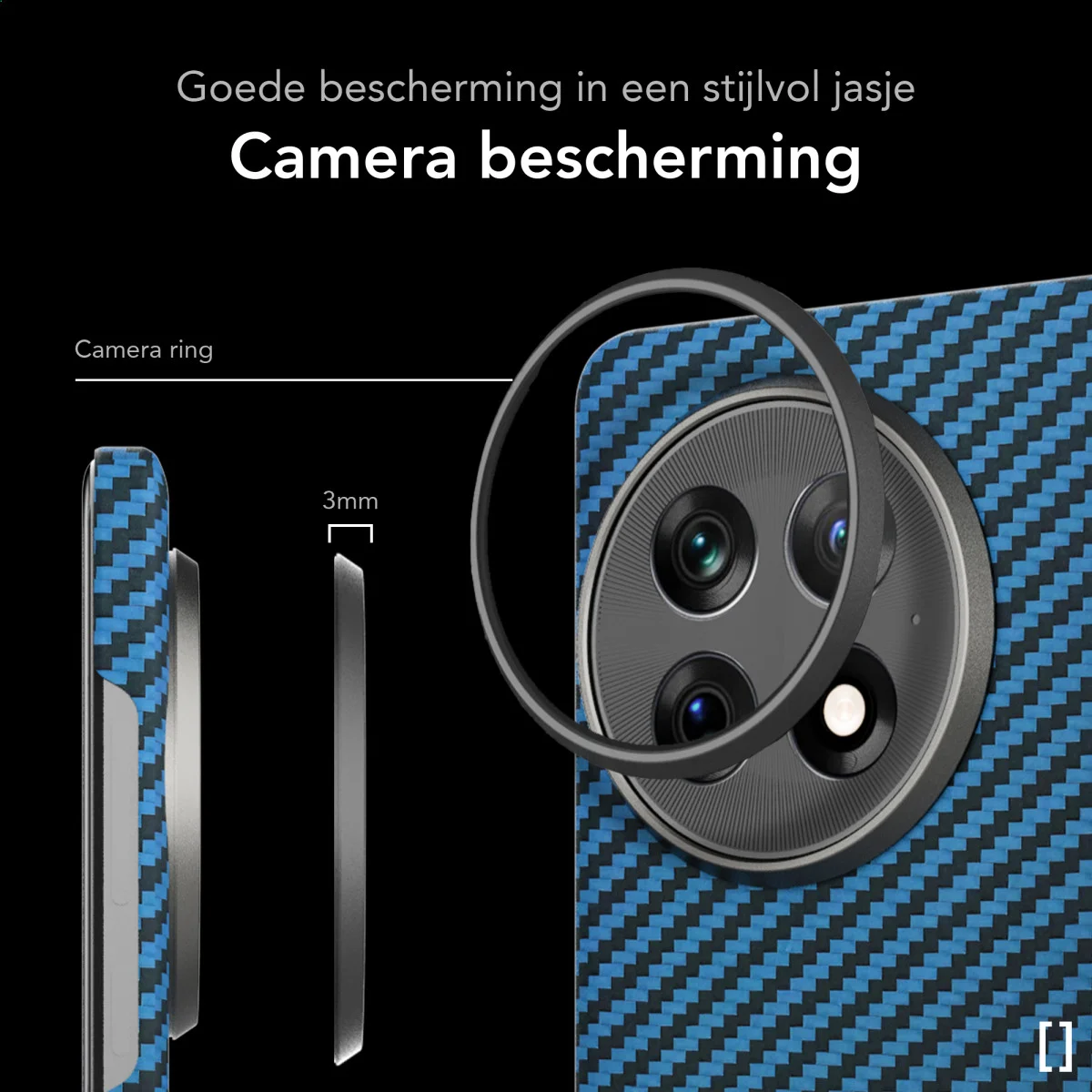 NEKIT Fiber OnePlus 13 Hoesje MagSafe Kevlar Back Cover Dun Blauw afbeelding 4