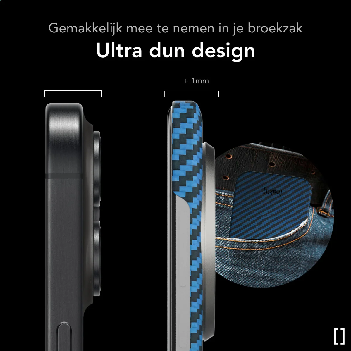NEKIT Fiber OnePlus 13 Hoesje MagSafe Kevlar Back Cover Dun Blauw afbeelding 5