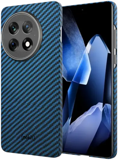 NEKIT Fiber OnePlus 13 Hoesje MagSafe Kevlar Back Cover Dun Blauw afbeelding 2