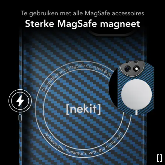 NEKIT Fiber OnePlus 13 Hoesje MagSafe Kevlar Back Cover Dun Blauw afbeelding 6