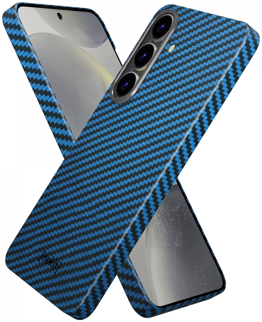 NEKIT Fiber Samsung Galaxy S25 Hoesje MagSafe / Qi2 Kevlar Back Cover Dun Blauw afbeelding 12