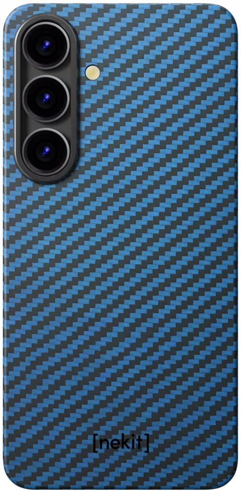 NEKIT Fiber Samsung Galaxy S25 Hoesje MagSafe / Qi2 Kevlar Back Cover Dun Blauw afbeelding 14