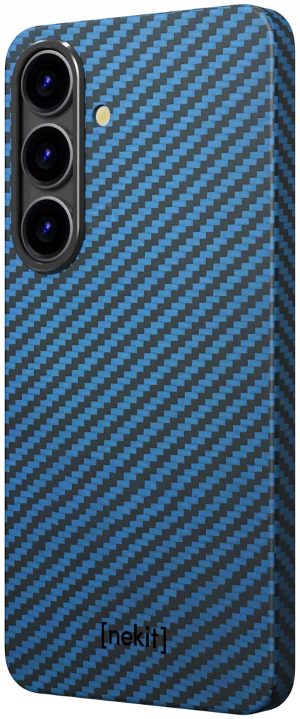 NEKIT Fiber Samsung Galaxy S25 Hoesje MagSafe / Qi2 Kevlar Back Cover Dun Blauw afbeelding 15