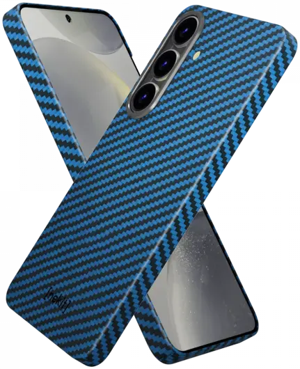 NEKIT Fiber Samsung Galaxy S25 Hoesje MagSafe / Qi2 Kevlar Back Cover Dun Blauw afbeelding 12