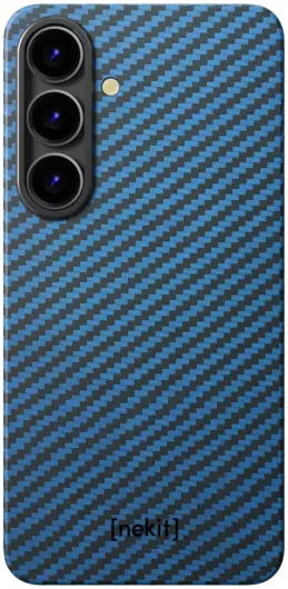 NEKIT Fiber Samsung Galaxy S25 Hoesje MagSafe / Qi2 Kevlar Back Cover Dun Blauw afbeelding 14