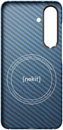 NEKIT Fiber Samsung Galaxy S25 Hoesje MagSafe / Qi2 Kevlar Back Cover Dun Blauw afbeelding 17