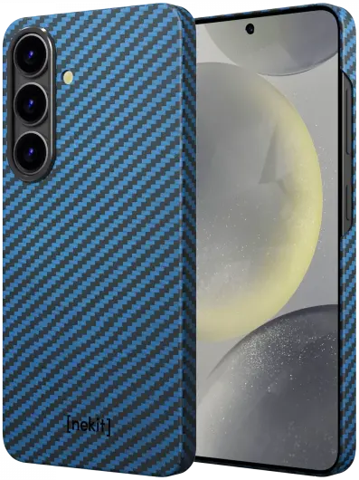 NEKIT Fiber Samsung Galaxy S25 Hoesje MagSafe / Qi2 Kevlar Back Cover Dun Blauw afbeelding 2