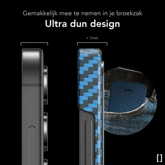 NEKIT Fiber Samsung Galaxy S25 Hoesje MagSafe / Qi2 Kevlar Back Cover Dun Blauw afbeelding 5