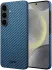 NEKIT Fiber Samsung Galaxy S25 Hoesje MagSafe / Qi2 Kevlar Back Cover Dun Blauw afbeelding 2