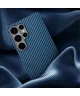 Nekit Fiber Samsung Galaxy S25 Ultra Hoesje MagSafe Kevlar Back Cover Dun Blauw