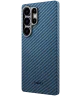 Nekit Fiber Samsung Galaxy S25 Ultra Hoesje MagSafe Kevlar Back Cover Dun Blauw