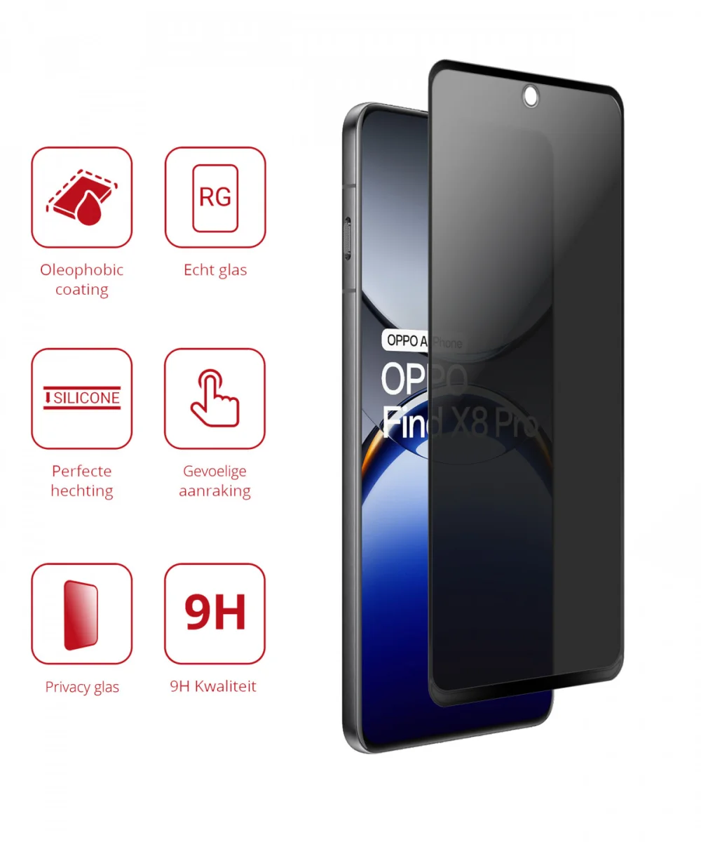 Rosso Oppo Find X8 Pro 9H Tempered Glass Screen Protector Privacy afbeelding 2