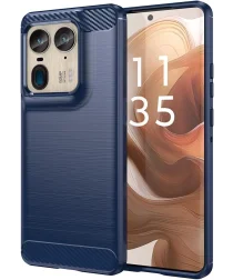 Motorola Edge 50 Ultra Hoesje Geborsteld TPU Flexibele Back Cover Blauw