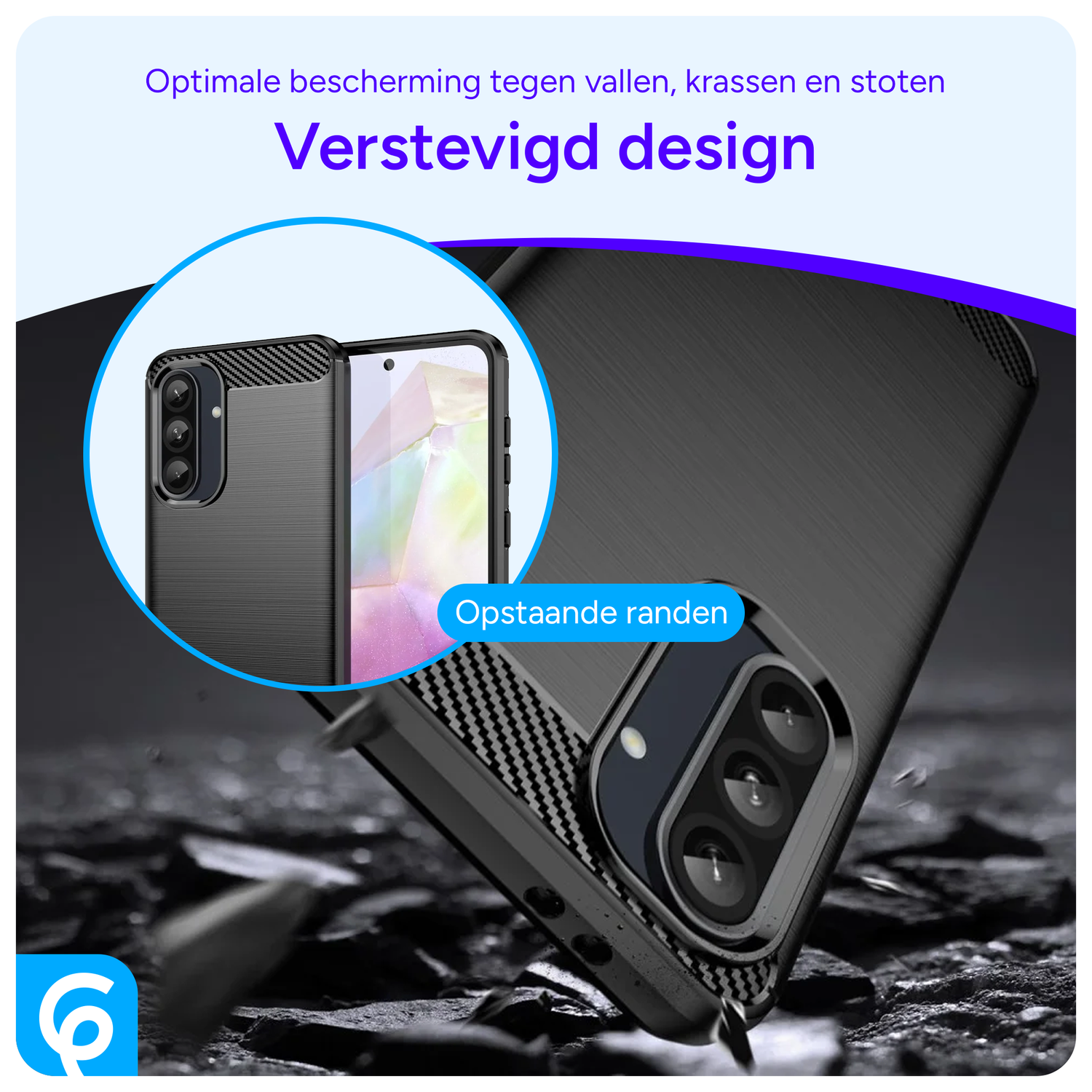 Samsung Galaxy A56 Hoesje Geborsteld TPU Flexibele Back Cover Zwart afbeelding 2