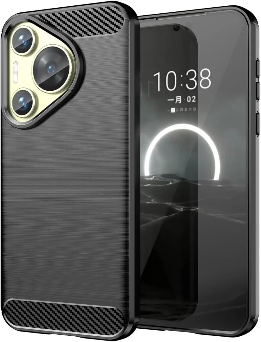 Huawei Pura 70 Hoesje Geborsteld TPU Flexibele Back Cover Zwart afbeelding 1