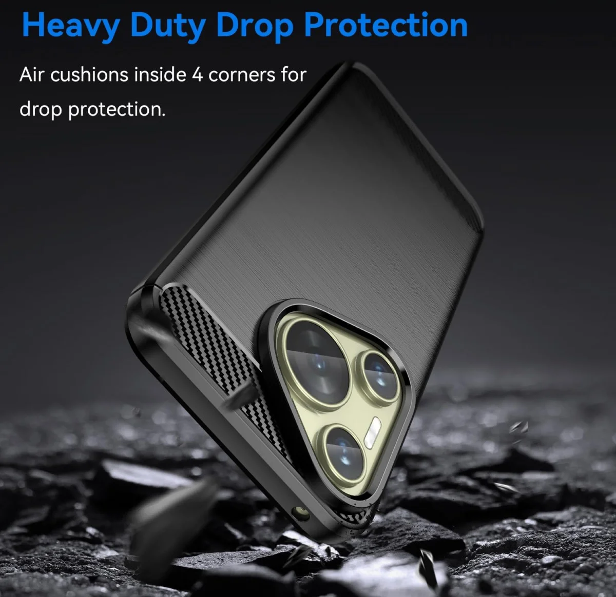 Huawei Pura 70 Hoesje Geborsteld TPU Flexibele Back Cover Zwart afbeelding 2