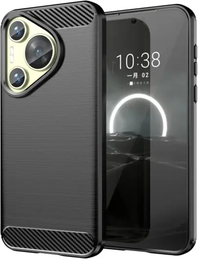 Huawei Pura 70 Hoesje Geborsteld TPU Flexibele Back Cover Zwart afbeelding 1