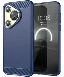 Huawei P70 Hoesje Geborsteld TPU Flexibele Back Cover Blauw