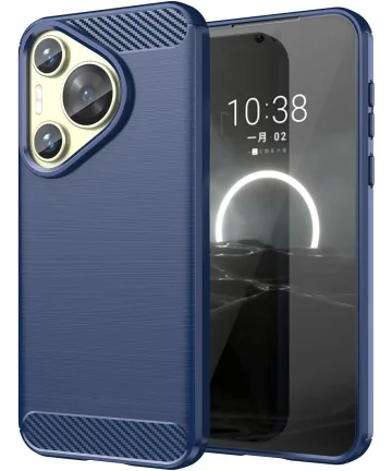 Huawei P70 Hoesje Geborsteld TPU Flexibele Back Cover Blauw Hoesjes