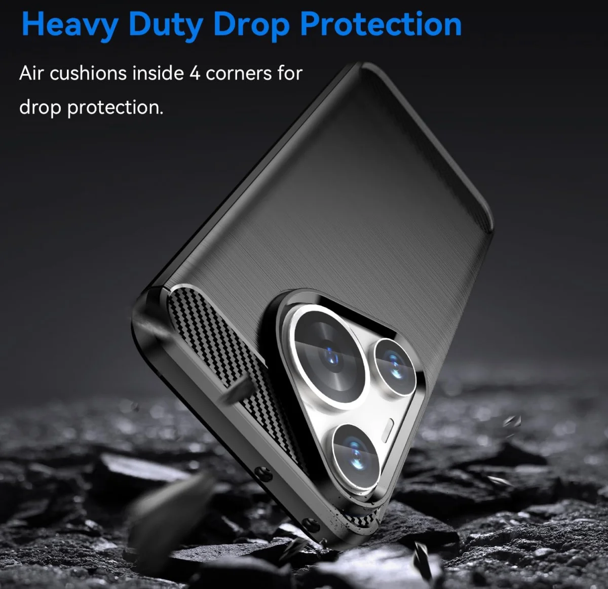 Huawei Pura 70 Pro Hoesje Geborsteld TPU Flexibele Back Cover Zwart afbeelding 2