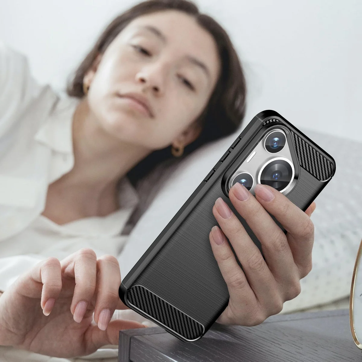 Huawei Pura 70 Pro Hoesje Geborsteld TPU Flexibele Back Cover Zwart afbeelding 7