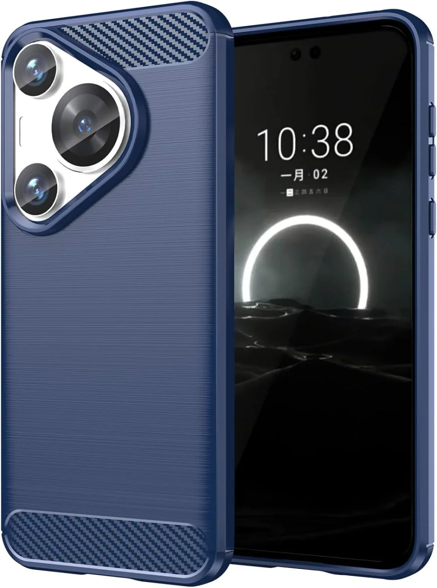 Huawei Pura 70 Pro Hoesje Geborsteld TPU Flexibele Back Cover Blauw afbeelding 1