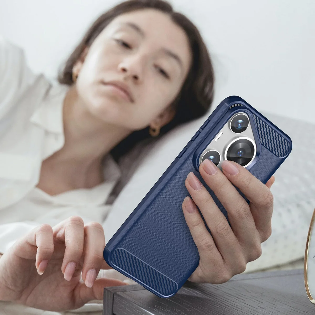 Huawei Pura 70 Pro Hoesje Geborsteld TPU Flexibele Back Cover Blauw afbeelding 7