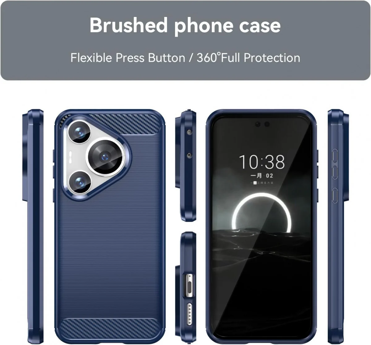 Huawei Pura 70 Pro Hoesje Geborsteld TPU Flexibele Back Cover Blauw afbeelding 8