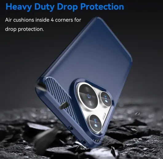 Huawei Pura 70 Pro Hoesje Geborsteld TPU Flexibele Back Cover Blauw afbeelding 2
