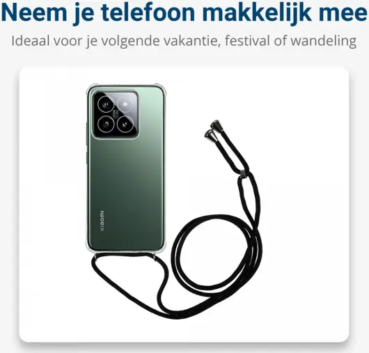 Xiaomi 14T Pro Hoesje met Koord Schokbestendig TPU Transparant afbeelding 6