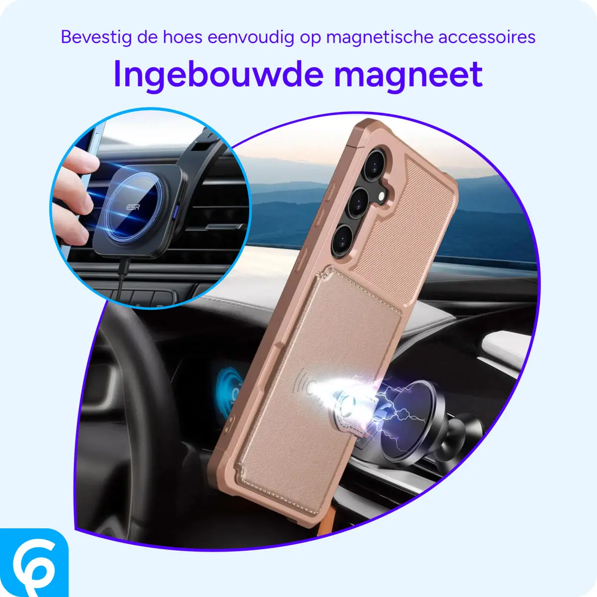 Samsung Galaxy A56 Hoesje 3-in-1 Pasjes Portemonnee Back Cover Roze afbeelding 4