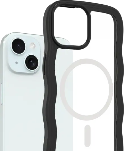 HappyCase Wavy Apple iPhone 15 / 14 / 13 Hoesje MagSafe Back Cover Zwart afbeelding 2