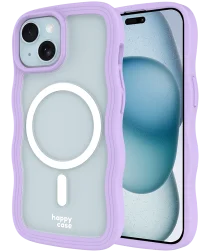 HappyCase Wavy Apple iPhone 15 / 14 / 13 Hoesje MagSafe Back Cover Paars