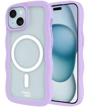 HappyCase Wavy Apple iPhone 15 / 14 / 13 Hoesje MagSafe Back Cover Paars Hoesjes